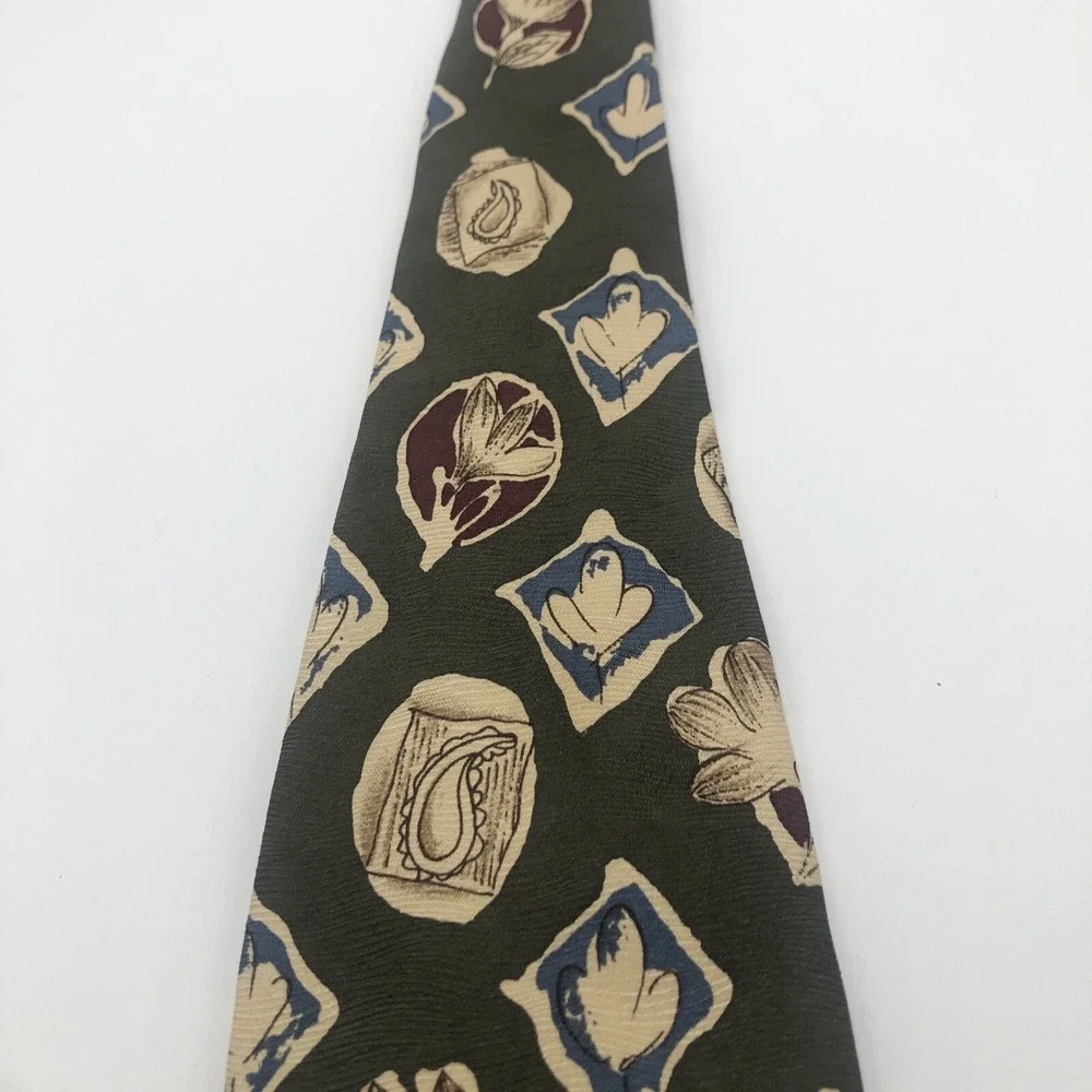 Omaggio by Robert Talbot Men's 100% Pure Silk Neck Tie‎ Green Fall Colors Italy